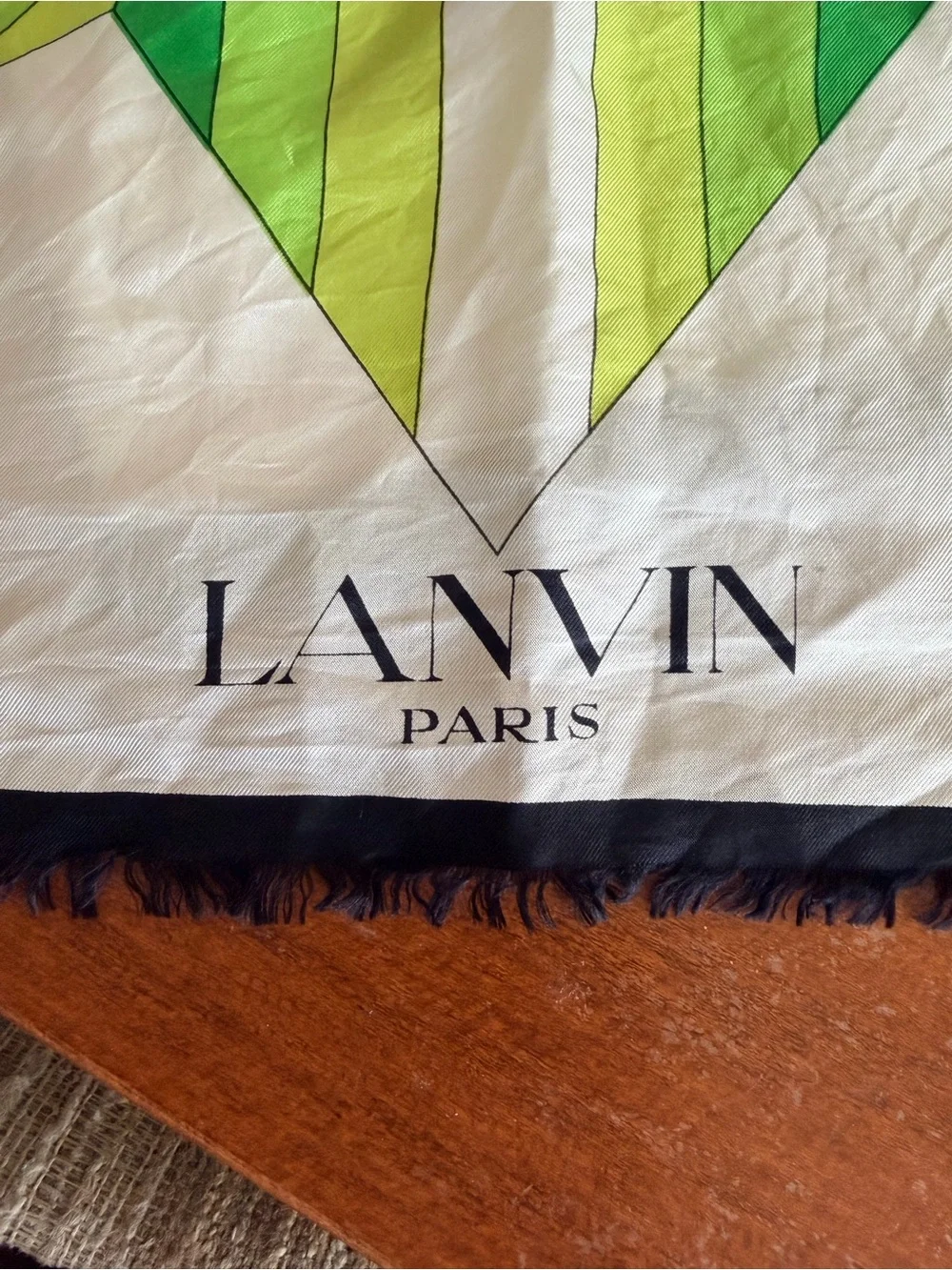Lanvin Paris Geometric Silk Scarf – Green Black & Ivory